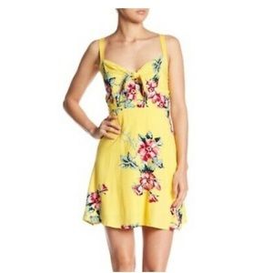 SOCIALITE Yellow Floral Bow Knot Tank Dress L